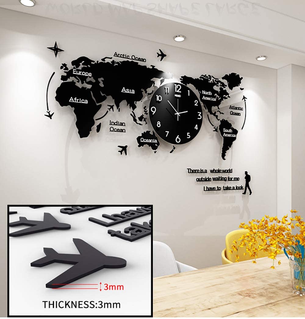 World Map Stylish 3D Wall Clock For Home Decor Living Room Bed Room Office Unique Clock Best Gift Item Best For Wall Decor